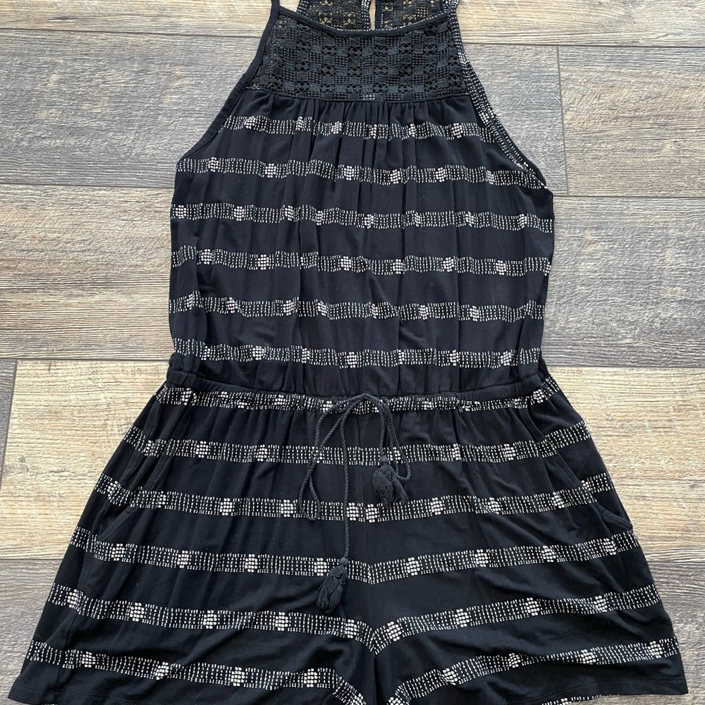 Black and cream romper